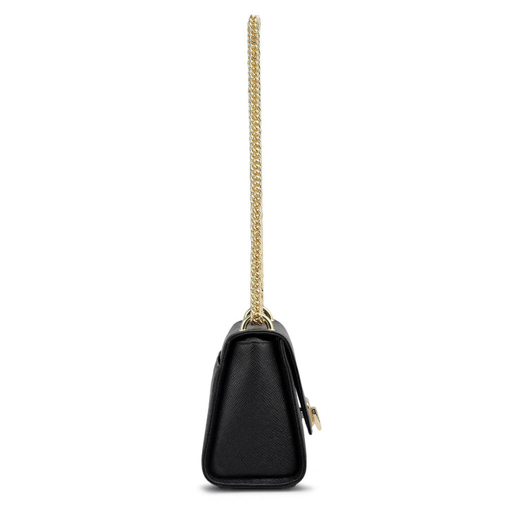 Small Franzy Leather Shoulder Bag - Black