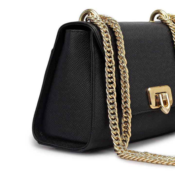 Small Franzy Leather Shoulder Bag - Black