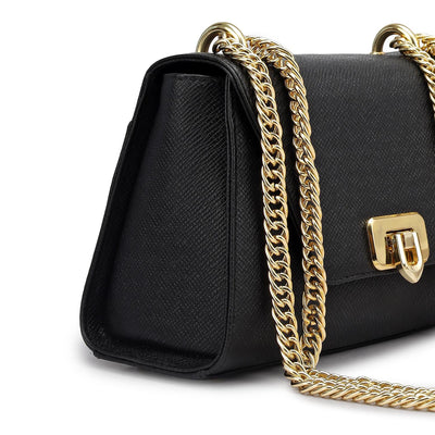 Small Franzy Leather Shoulder Bag - Black