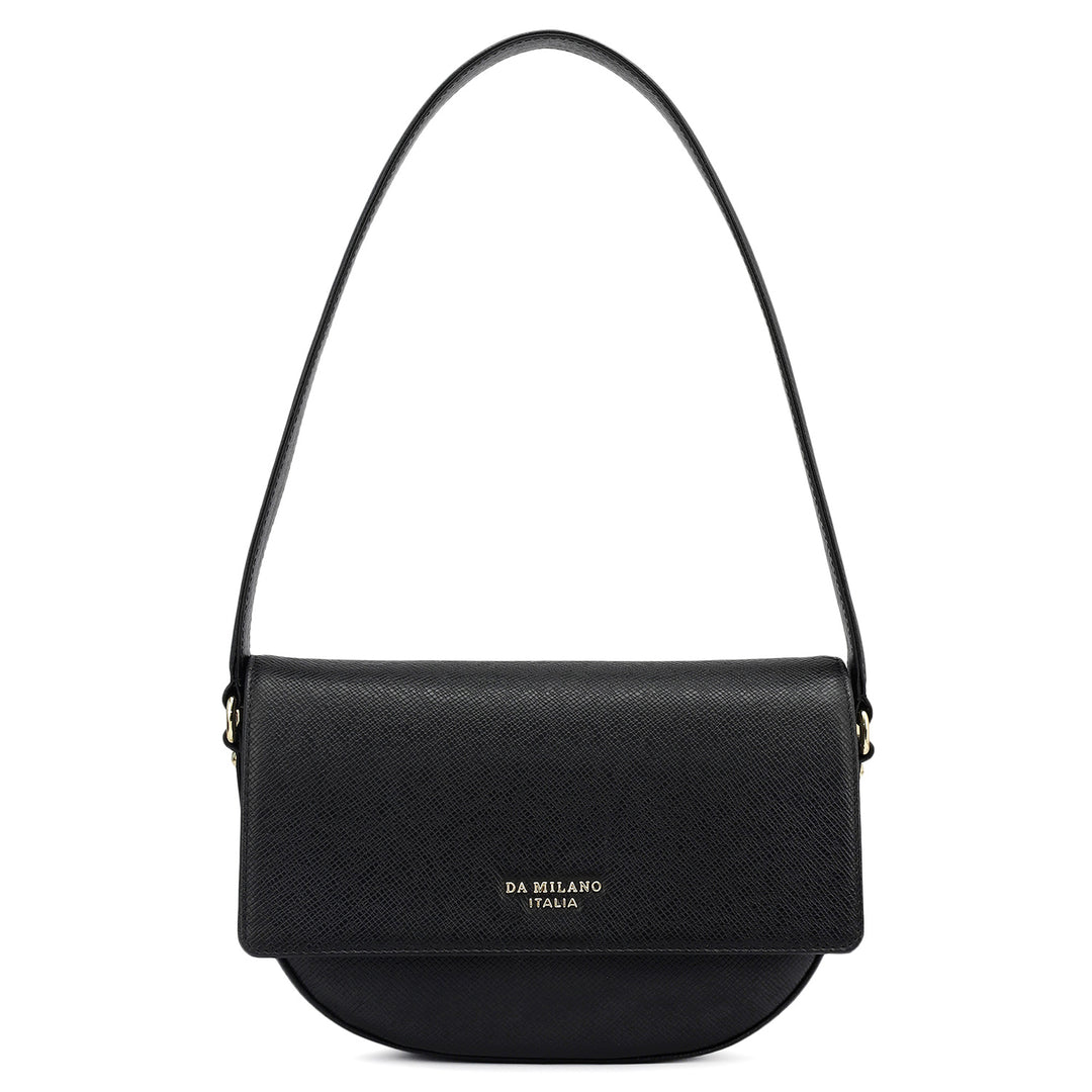 Small Franzy Leather Baguette - Black