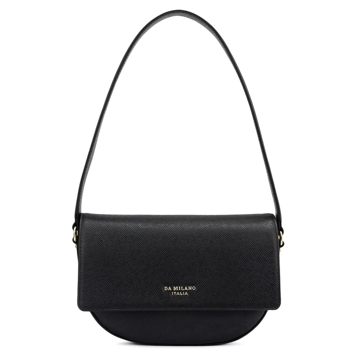 Small Franzy Leather Baguette - Black