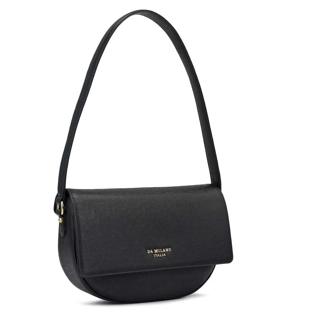 Small Franzy Leather Baguette - Black