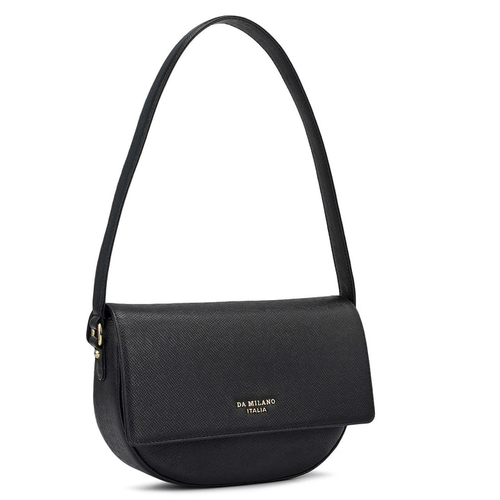 Small Franzy Leather Baguette - Black
