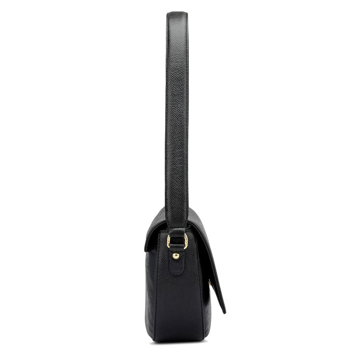 Small Franzy Leather Baguette - Black