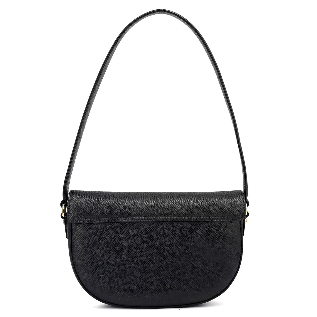 Small Franzy Leather Baguette - Black