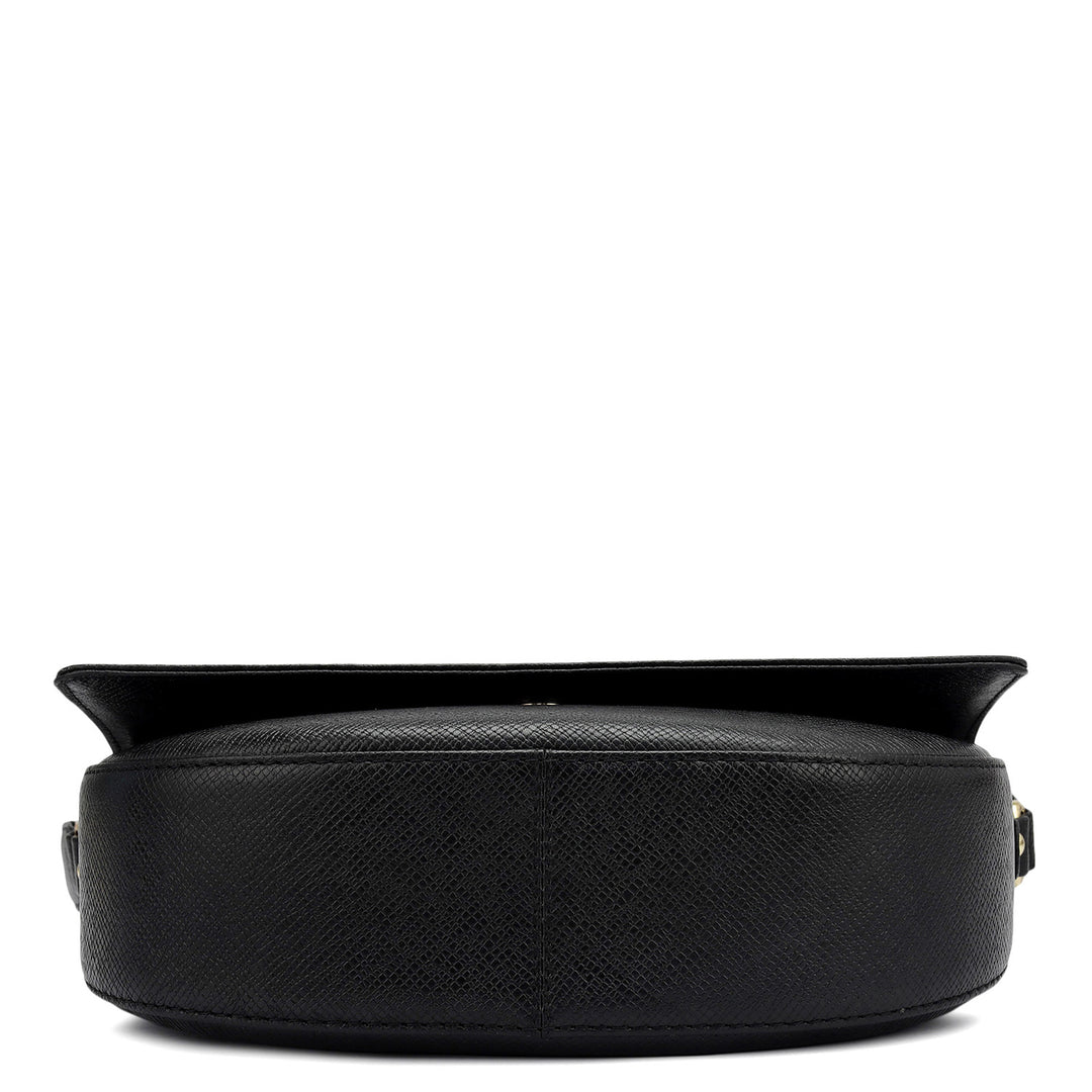 Small Franzy Leather Baguette - Black