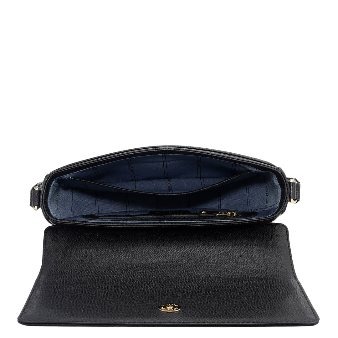 Small Franzy Leather Baguette - Black