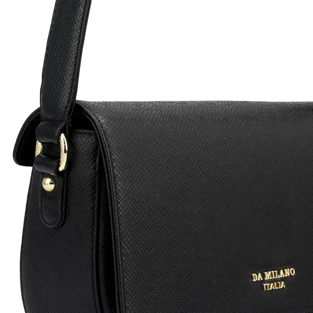 Small Franzy Leather Baguette - Black