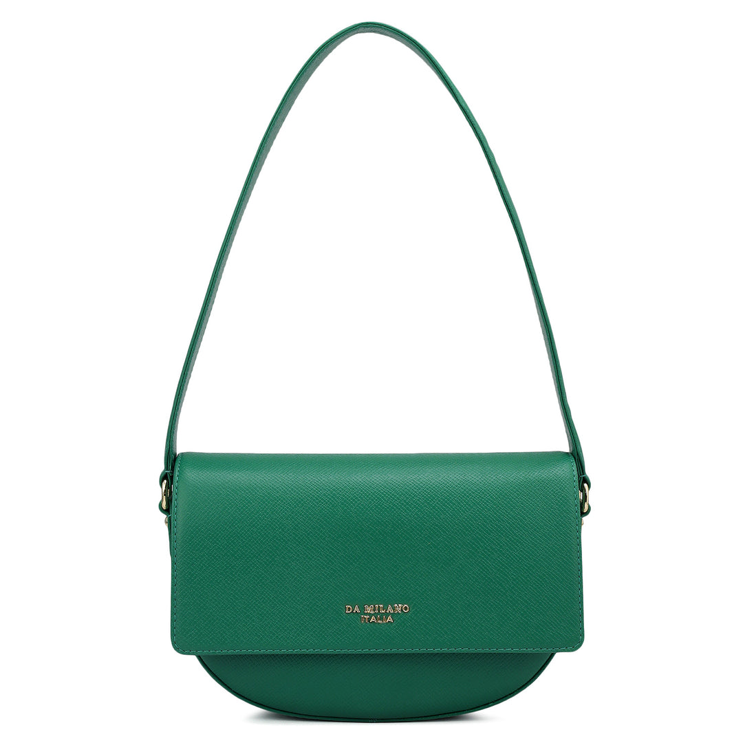 Small Franzy Leather Baguette - Emerald Green