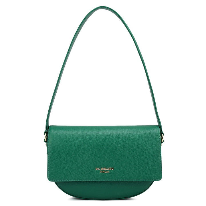 Small Franzy Leather Baguette - Emerald Green