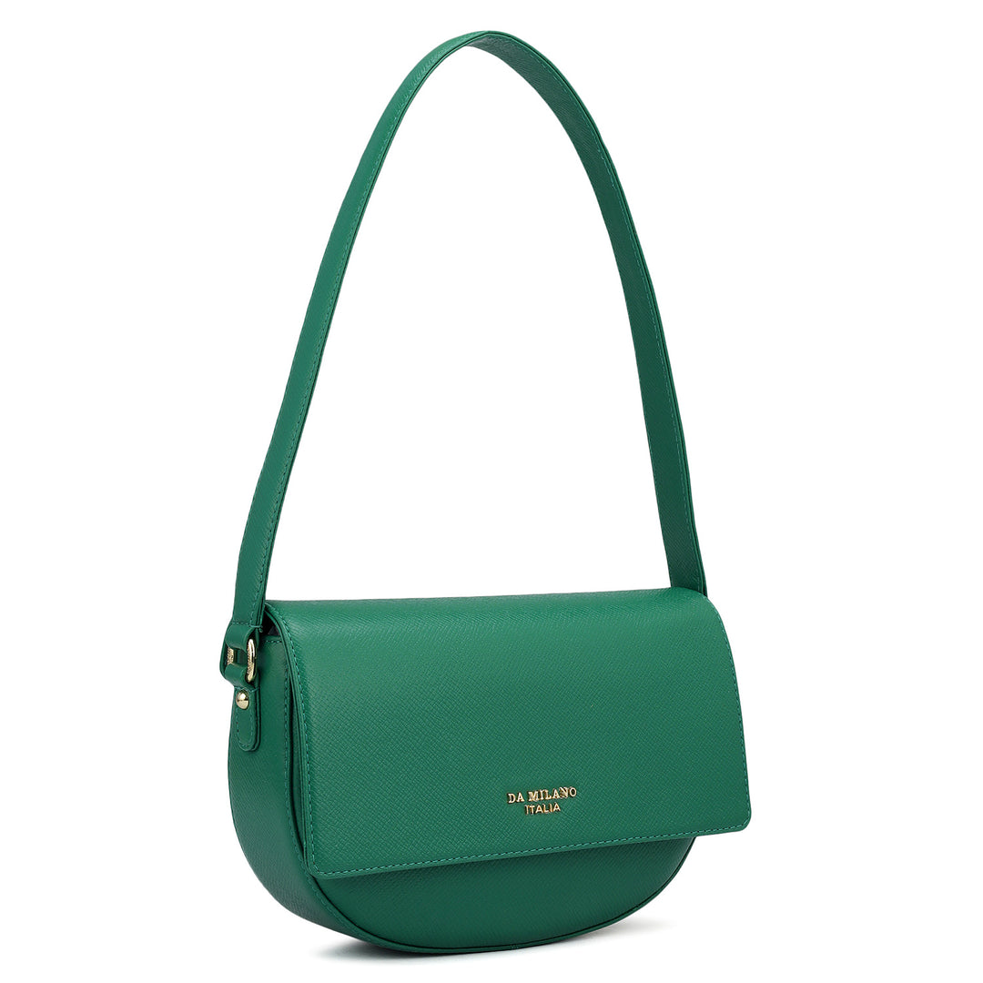 Small Franzy Leather Baguette - Emerald Green