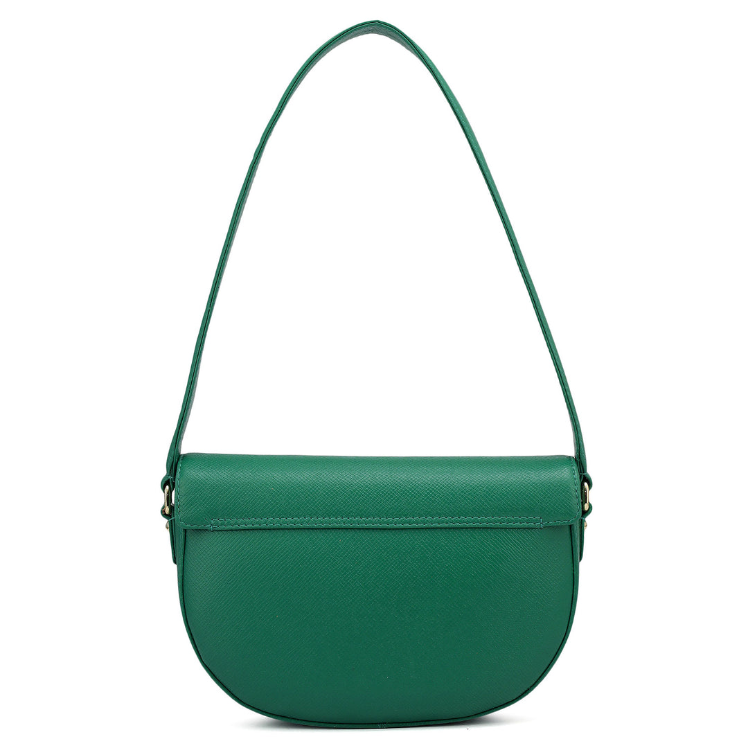 Small Franzy Leather Baguette - Emerald Green