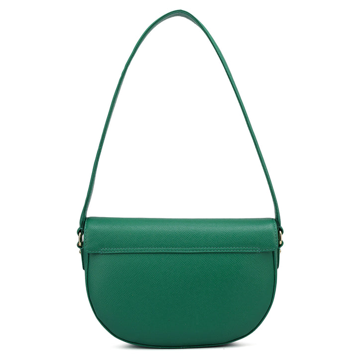 Small Franzy Leather Baguette - Emerald Green