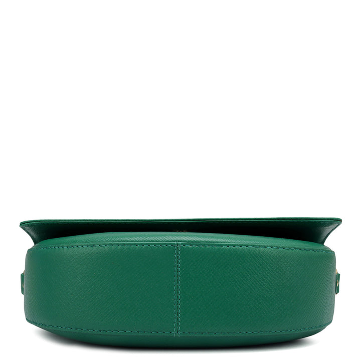 Small Franzy Leather Baguette - Emerald Green