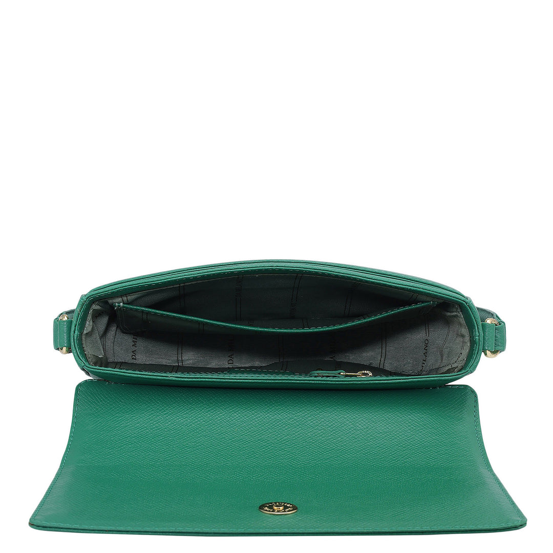 Small Franzy Leather Baguette - Emerald Green