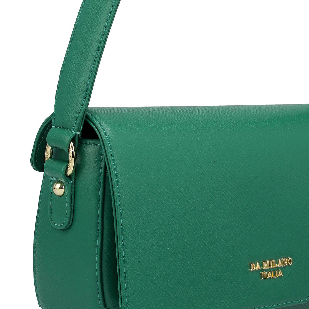 Small Franzy Leather Baguette - Emerald Green