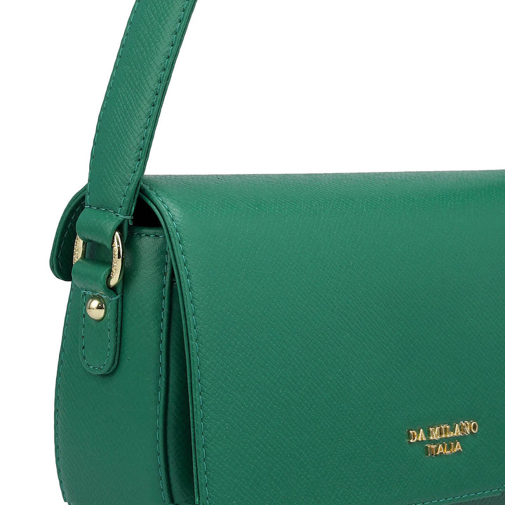 Small Franzy Leather Baguette - Emerald Green
