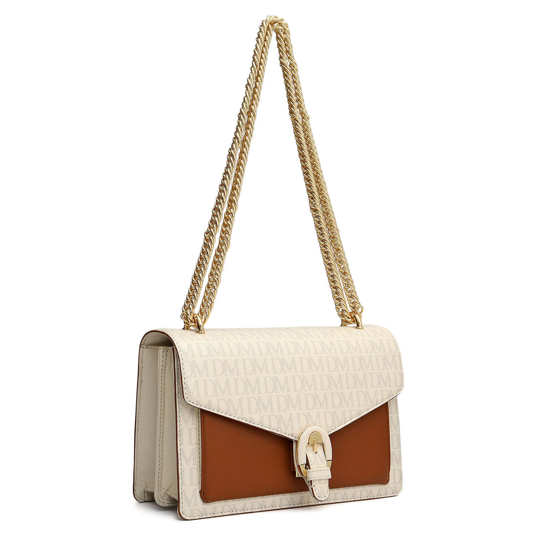 Small Monogram Plain Leather Shoulder Bag - Marshmallow