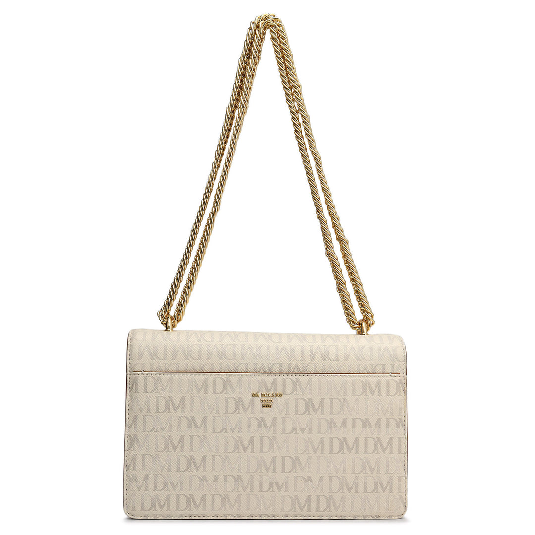 Small Monogram Plain Leather Shoulder Bag - Marshmallow