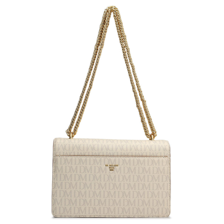 Small Monogram Plain Leather Shoulder Bag - Marshmallow