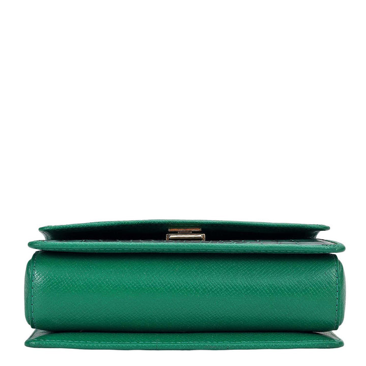 Small Croco Leather Satchel - Sea Weed