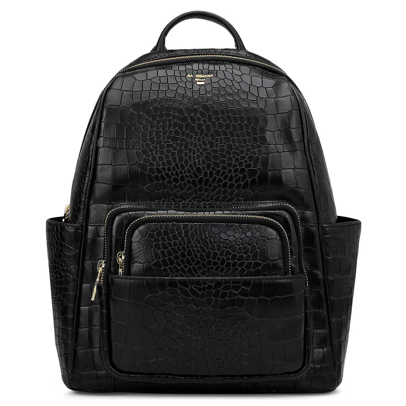 Croco Leather Backpack - Black
