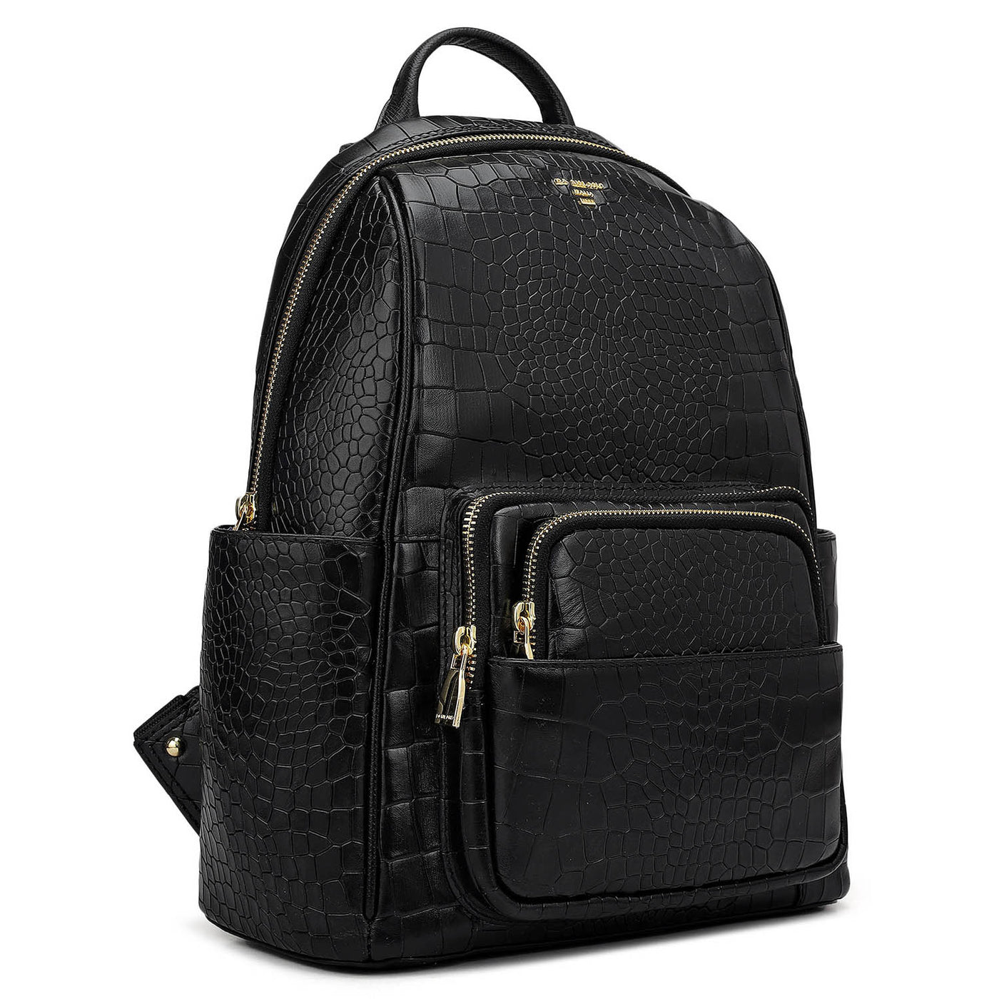 Croco Leather Backpack - Black
