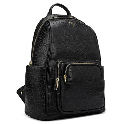 Croco Leather Backpack - Black