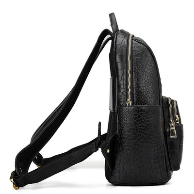 Croco Leather Backpack - Black