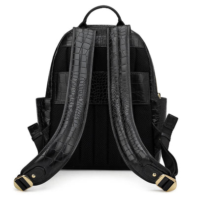 Croco Leather Backpack - Black