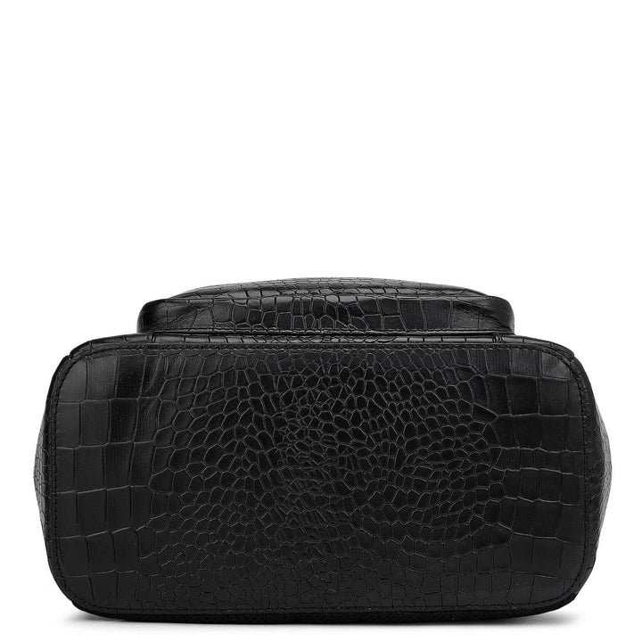 Croco Leather Backpack - Black