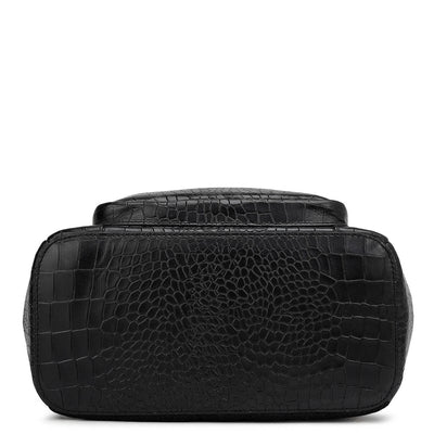 Croco Leather Backpack - Black