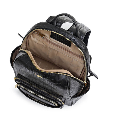 Croco Leather Backpack - Black