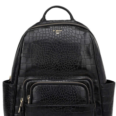 Croco Leather Backpack - Black