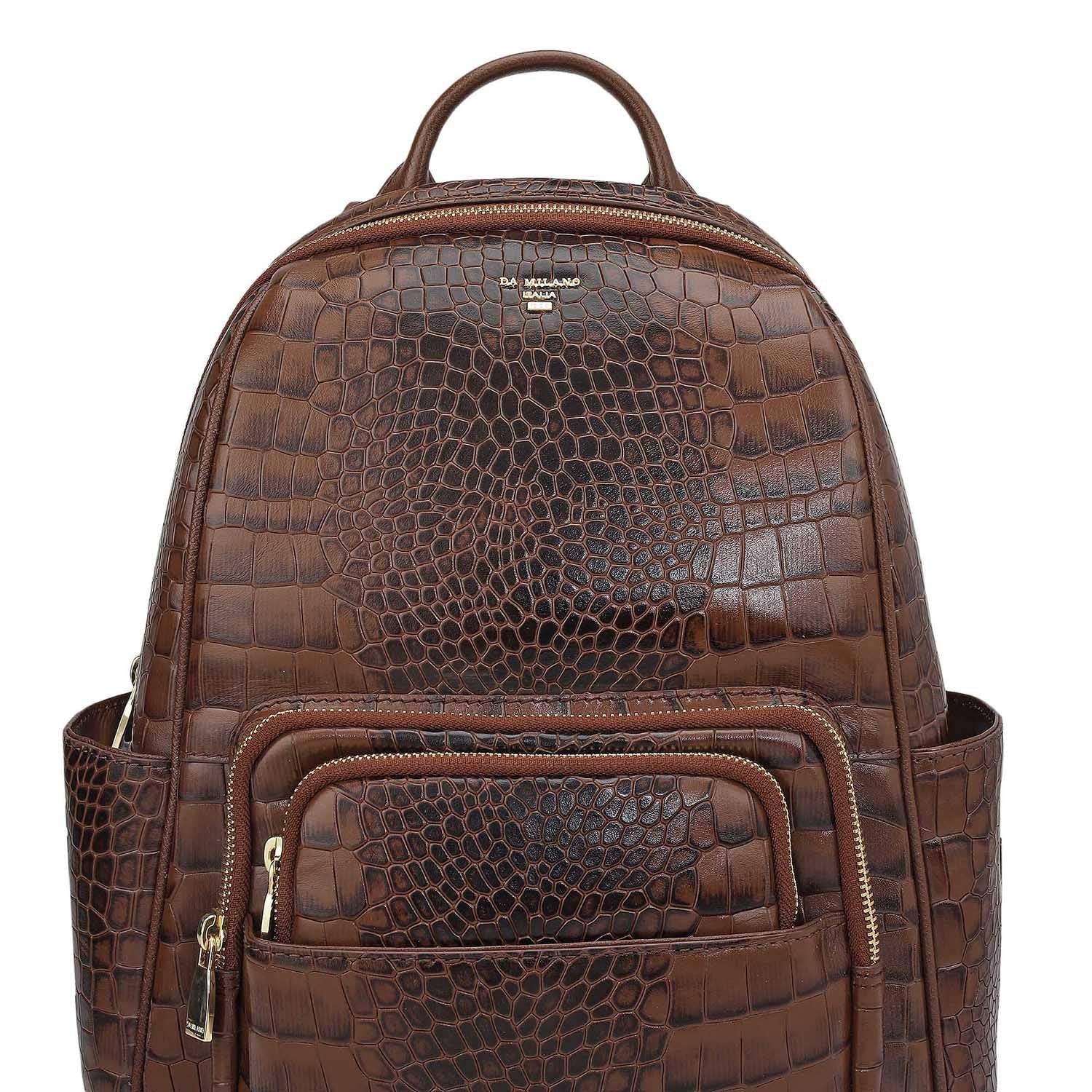 Croco Leather Backpack - Date – Da Milano