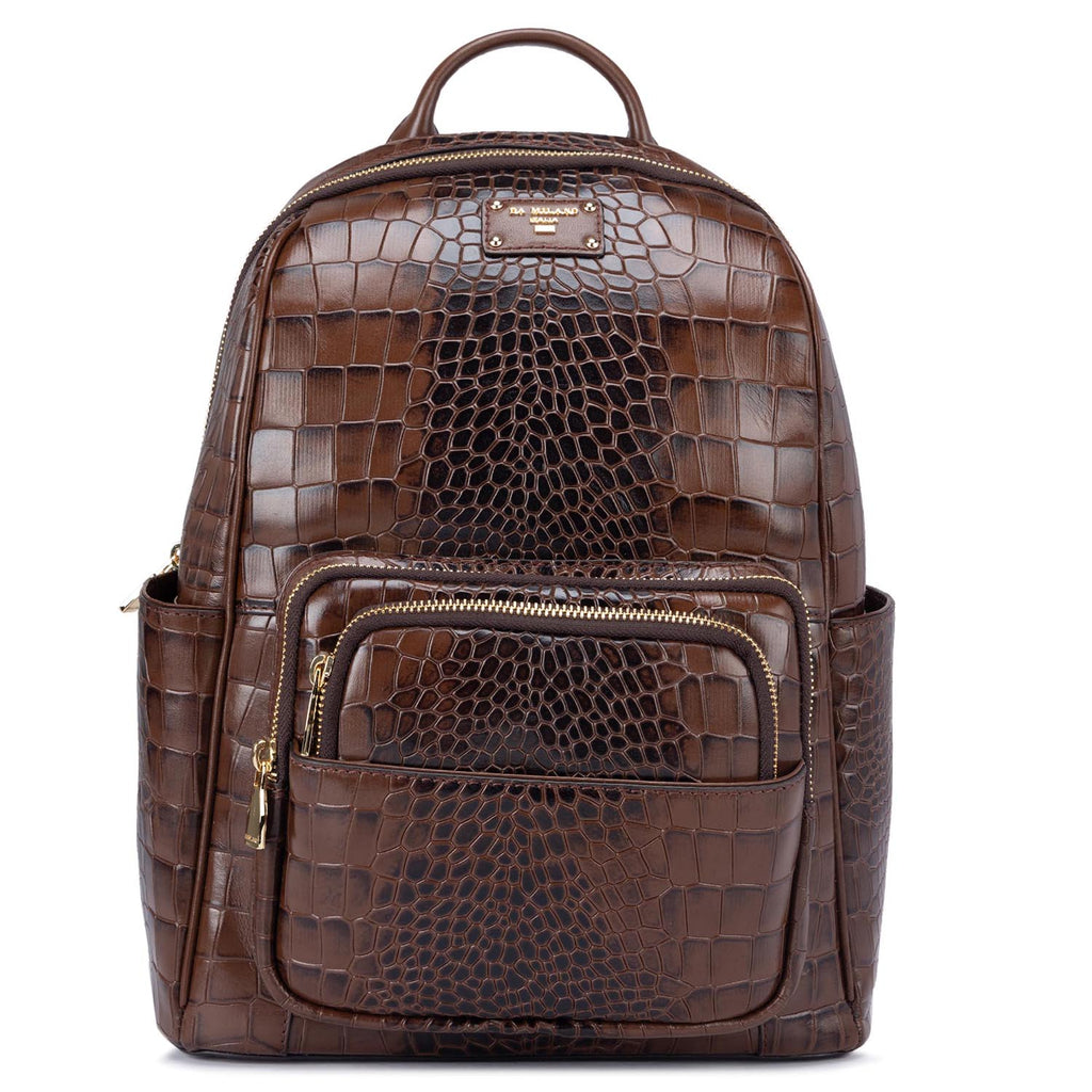 Croco Leather Backpack - Brown – Da Milano