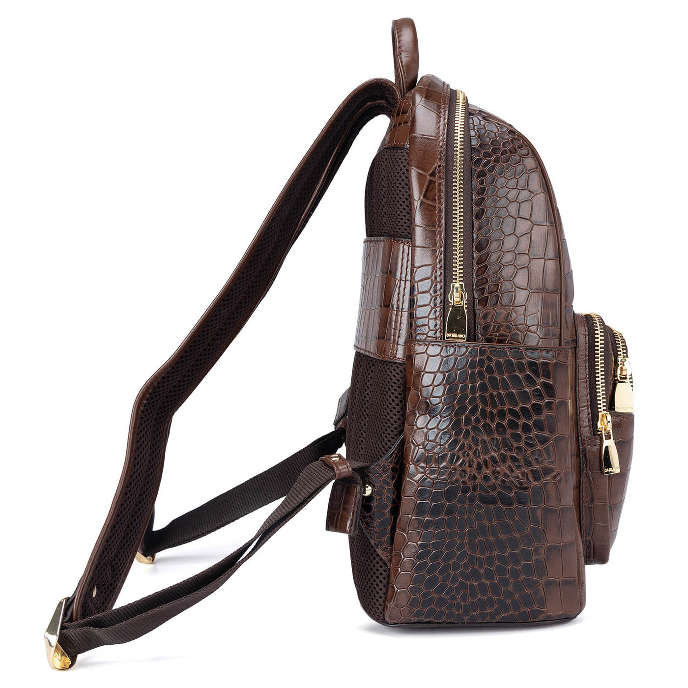 Da Milano Small Croco Ostrich Leather Shoulder Bag - Black