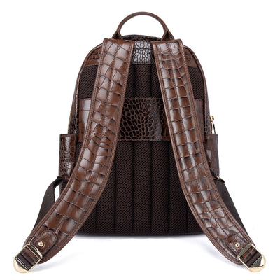 Croco Leather Backpack - Brown
