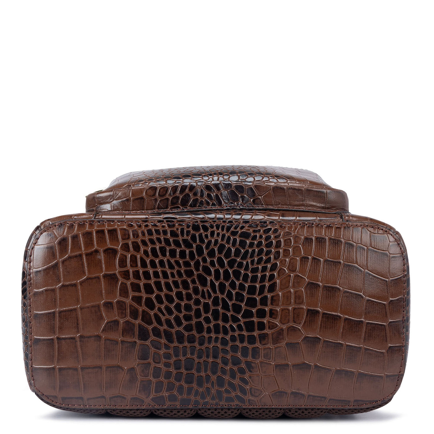 Croco Leather Backpack - Brown