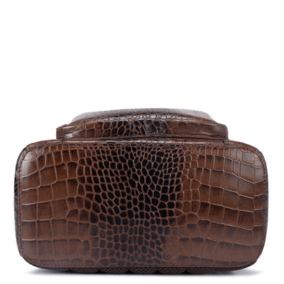 Croco Leather Backpack - Brown