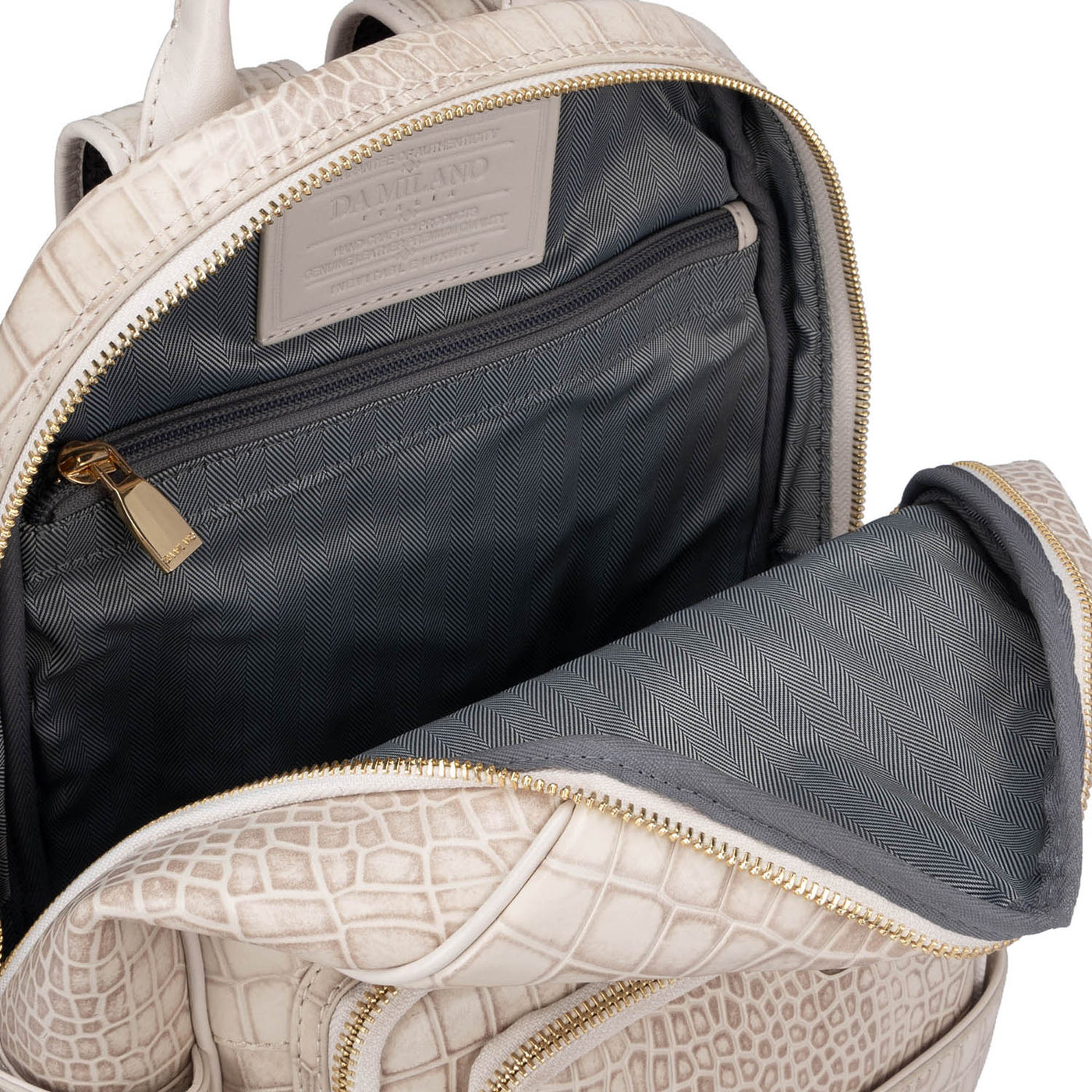 Croco Leather Backpack - Cream