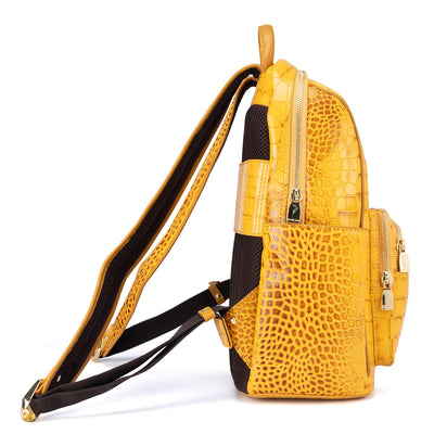 Croco Leather Backpack - Honey