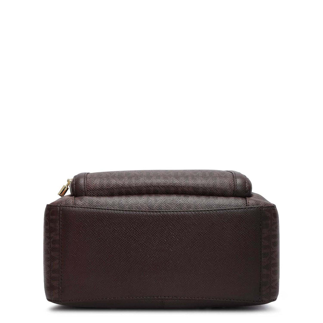 Monogram Franzy Leather Backpack - Chocolate