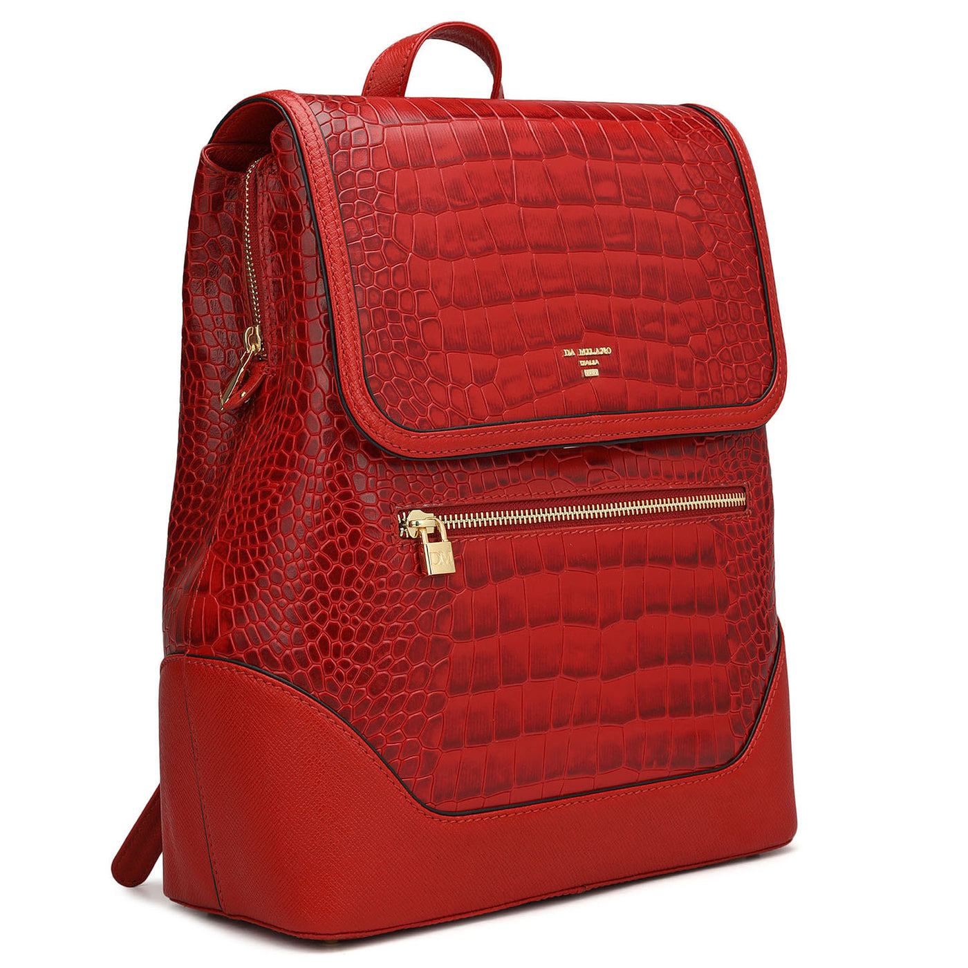 Croco Franzy Leather Backpack - Red