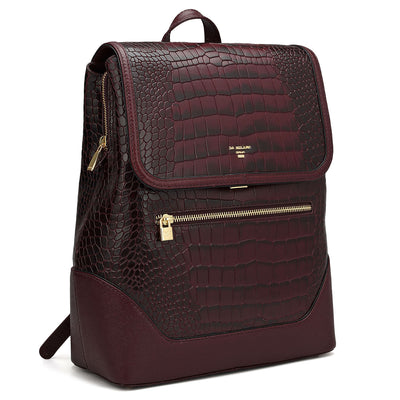Croco Franzy Leather Backpack - Wine