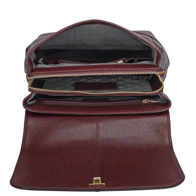 Croco Franzy Leather Backpack - Wine