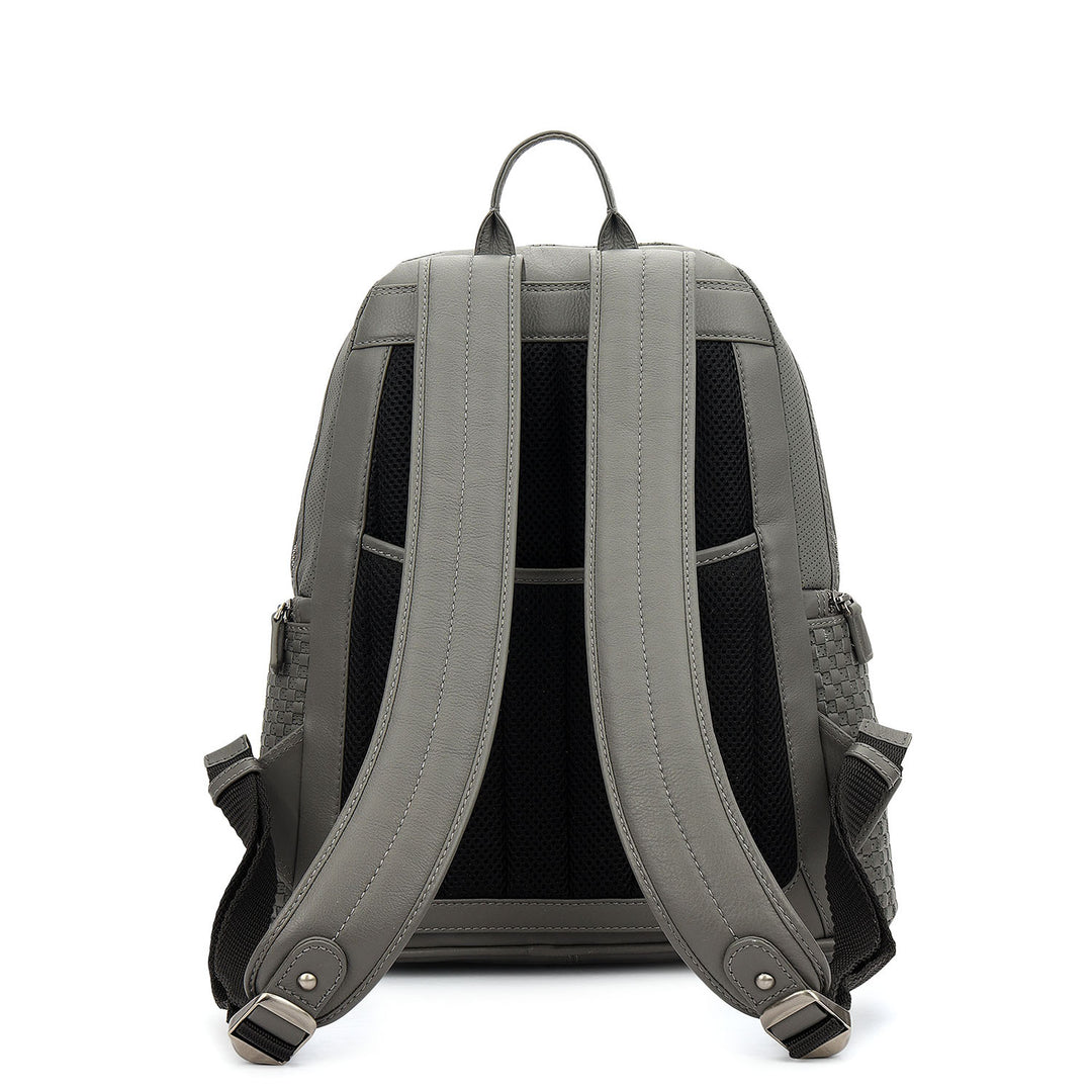 Punch Mat Leather Backpack - Grey