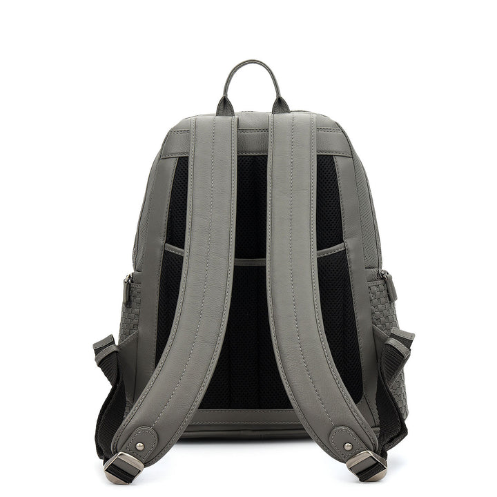 Punch Mat Leather Backpack - Grey