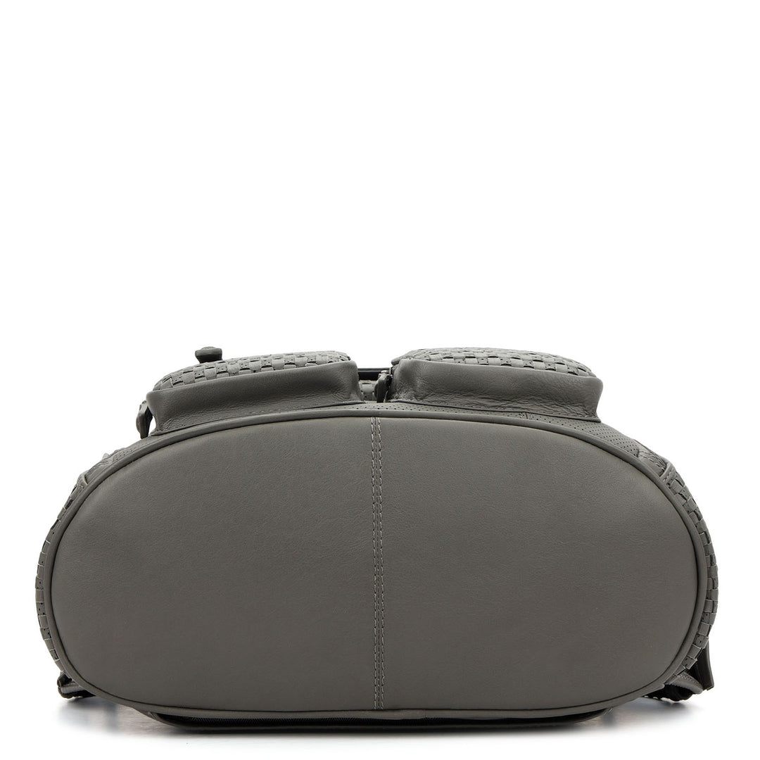 Punch Mat Leather Backpack - Grey