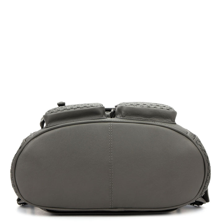 Punch Mat Leather Backpack - Grey